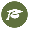 A graduation cap illustrates Dr. Montrose's commitment to continued education.