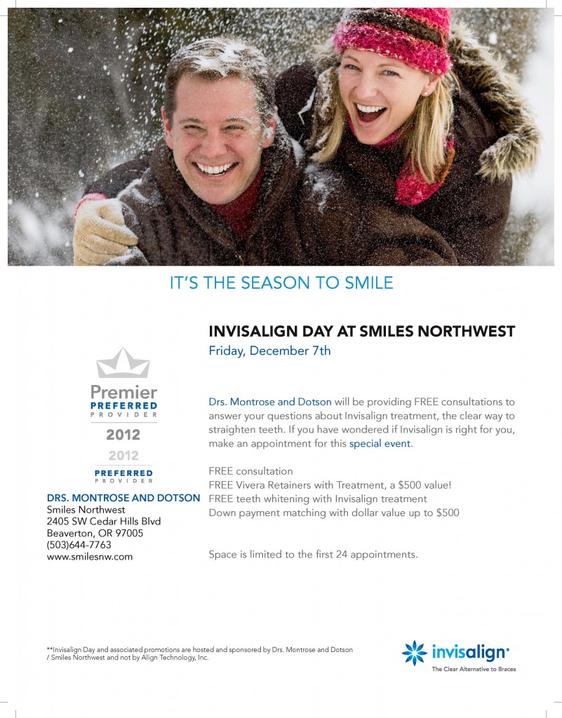 Flier for Invisalign Day at Smiles Northwest in Beaverton, OR
